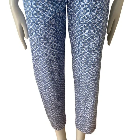 PURE COLLECTION Geo Print Cotton Capri Pants Blue and White - Picture 13 of 16